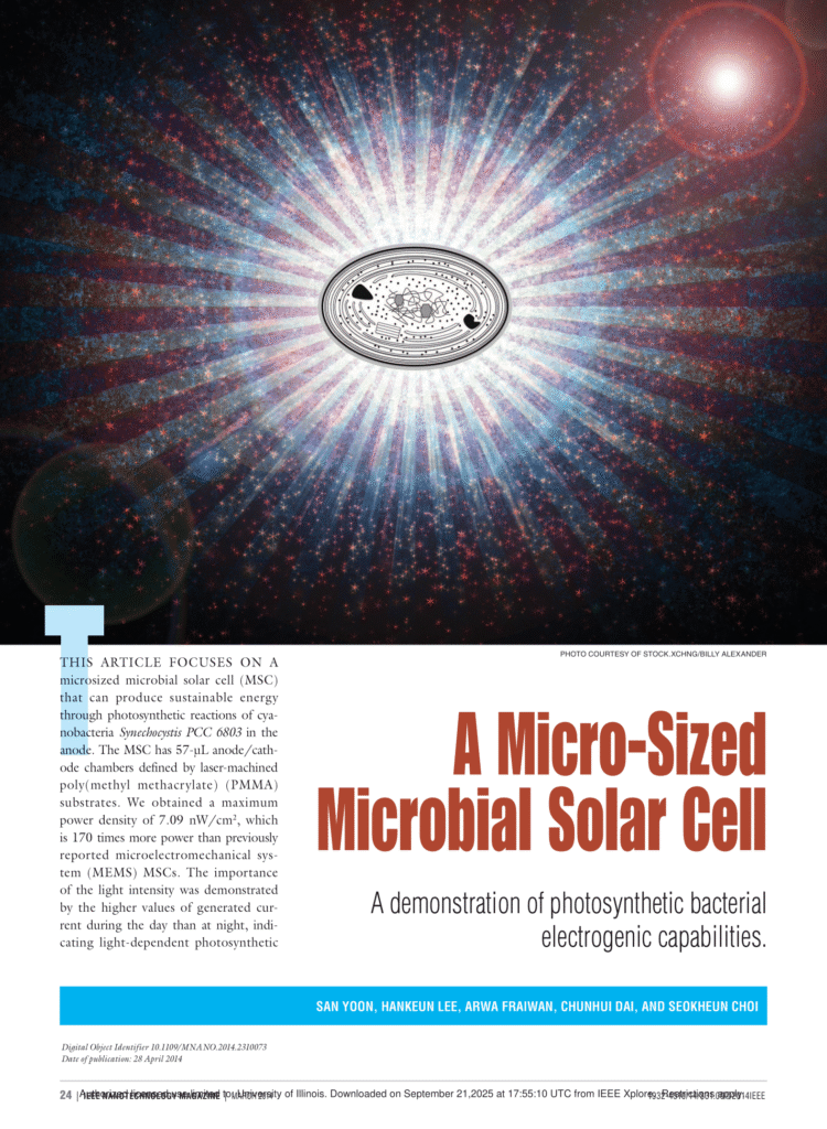 a microsized microbial solar cell a demonstration of photosynthetic bacterial electrogenic capabilities 1