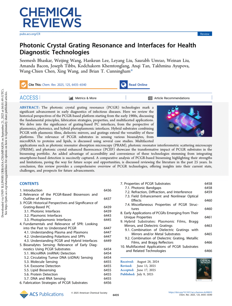 photonic crystal grating resonance and interfaces for health diagnostic technologies 1